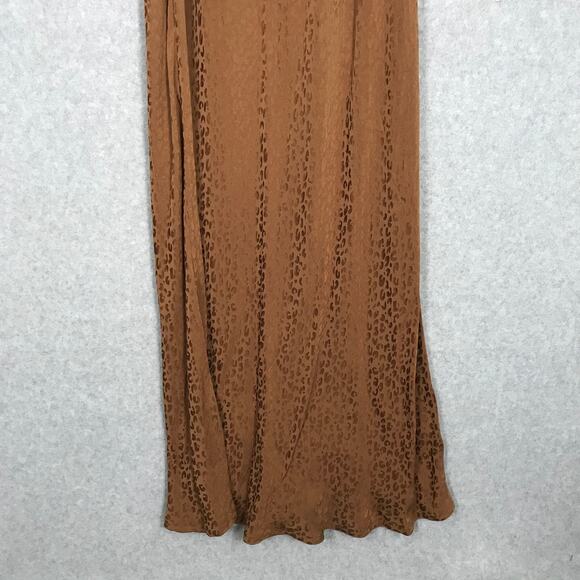 Young Fabulous Broke Dress Medium Brown Satin Slip Leopard Satin Stretch Halter - Picture 4 of 10